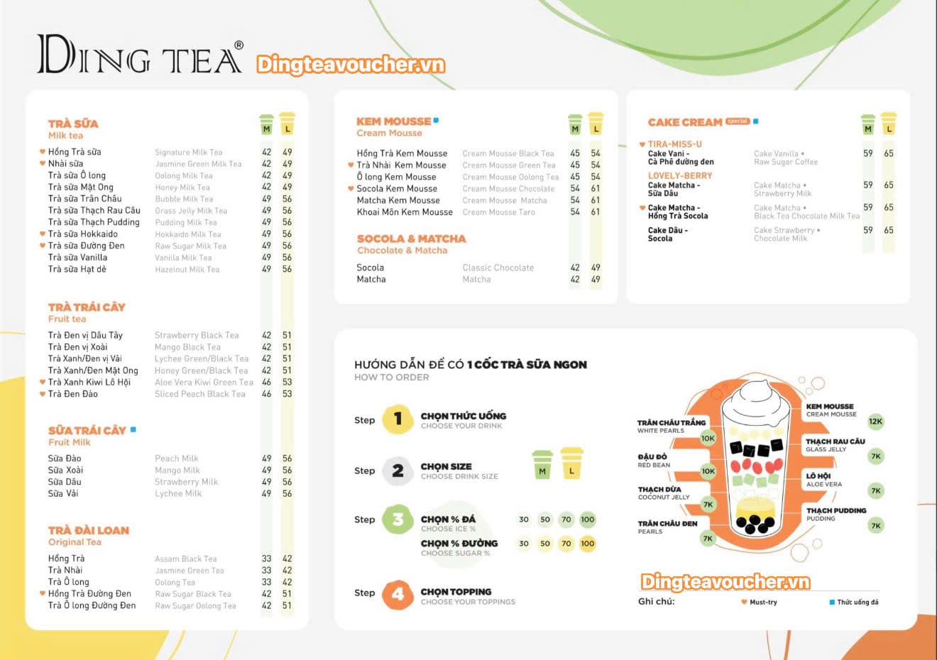 menu dingtea